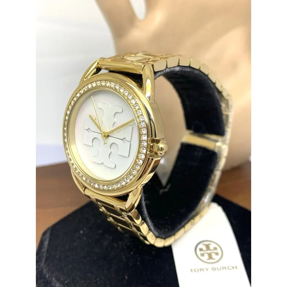 Tory Burch Women's Watch TBW7230 Miller Quartz Mother of Pearl Dial Gold Steel